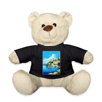 Porto Heli Griechenland Vintage Reiseplakat Souvenir - Teddy - Schwarz - Vorne