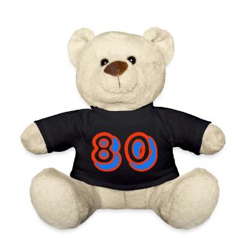 80. 80 YEARS. 80th ANNIVERSARY. 80TH BIRTHDAY. - Teddy Bear - black - Front