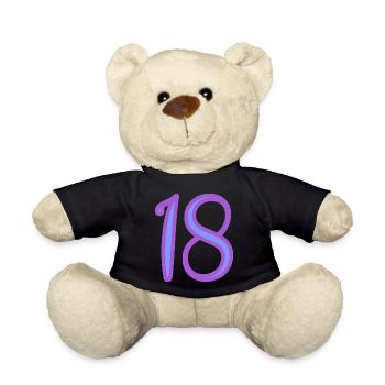 18. 18 YEARS OLD. 18th ANNIVERSARY. BIRTHDAY 18 YEARS. - Teddy Bear - black - Front