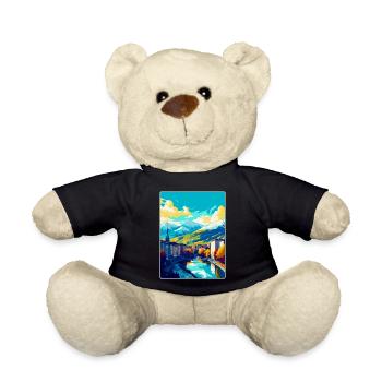 Grenoble France Vintage Travel Poster Souvenir WPA - Teddy Bear - black - Front