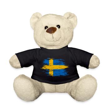 Drapeau de la Suède utilisé - Nounours - noir - Devant