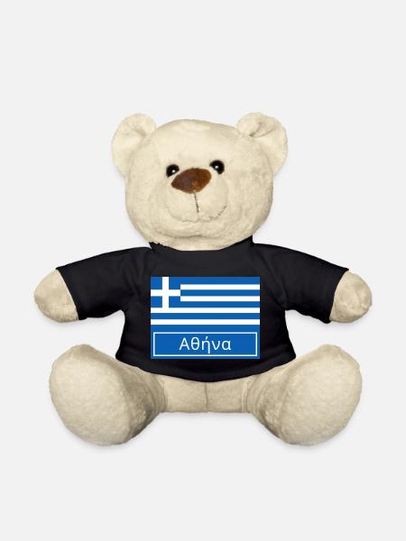 Athens Written in Greek - Teddy Bear - black