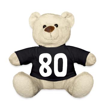 80. 80 YEARS. 80th ANNIVERSARY. 80TH BIRTHDAY. - Teddy Bear - black - Front
