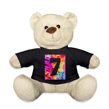 NO. 7 NUMBER 7 COLORFUL 7TH BIRTHDAY - Teddy Bear - black - Front