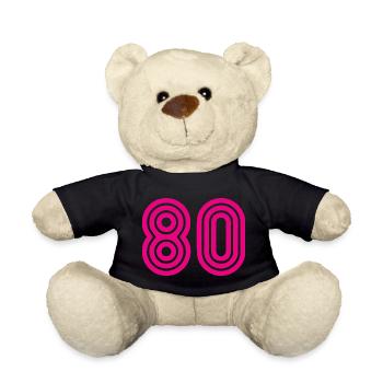 80. 80 YEARS. 80th ANNIVERSARY. 80TH BIRTHDAY. - Teddy Bear - black - Front