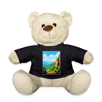 Elbe Sandstone Mountains Germany Travel Poster WPA - Teddy Bear - black - Front