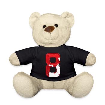 NR. 8 NUMMER 8 ROT WEIß 8. GEBURTSTAG - Teddy - Schwarz - Vorne
