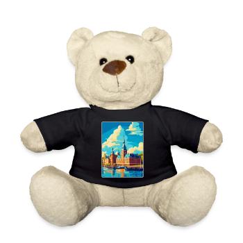 Helsingborg Sweden Vintage Travel Poster Souvenir - Teddy Bear - black - Front