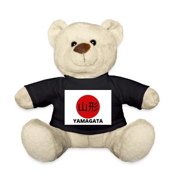 Yamagata Japan in Kanji - Teddy Bear - black - Front