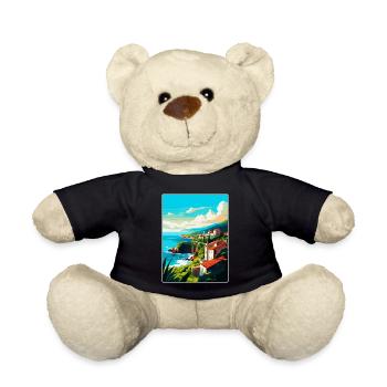 Affiche de voyage vintage de Sao Miguel Portugal Souvenir - Nounours - noir - Devant