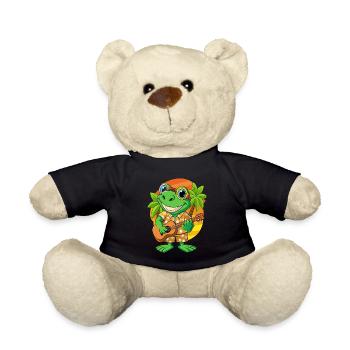 Lustiger Frosch Cartoon Sommer Strand Sonnenbrille Gitarre - Teddy - Schwarz - Vorne