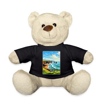 Hartland Quay Devon Vintage Travel Poster Souvenir - Teddy Bear - black - Front
