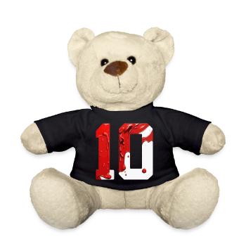NON. 10 NUMÉRO 10 ROUGE BLANC 10E ANNIVERSAIRE - Nounours - noir - Devant