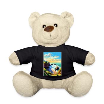 Hartland Quay Devon Vintage Travel Poster Souvenir - Teddy Bear - black - Front