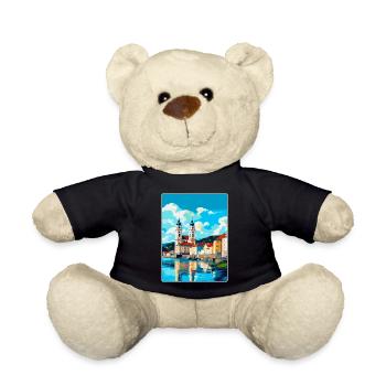 Passau Germany Vintage Travel Poster Souvenir WPA - Teddy Bear - black - Front
