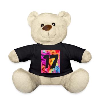 NR. 17 NUMMER 17 BUNT 17. GEBURTSTAG - Teddy - Schwarz - Vorne