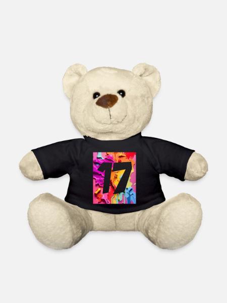 NR. 17 NUMMER 17 BUNT 17. GEBURTSTAG - Teddy - Schwarz