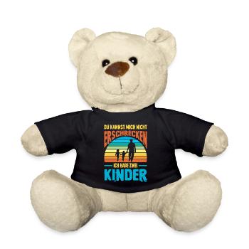 Papa 2 Kinder Geschenk Spruch Vater Geburtstag - Teddy - Schwarz - Vorne