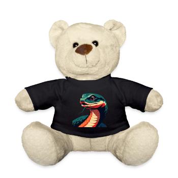 Schlange Cartoon Figur Buntes Haustier Tier - Teddy - Schwarz - Vorne