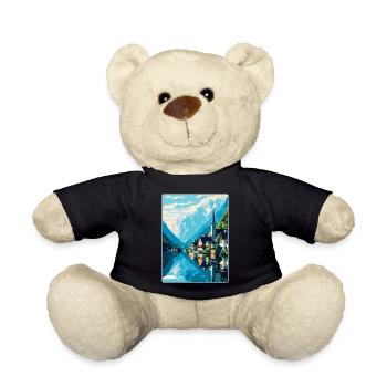 Hallstatt Lac Autriche Affiche de voyage vintage WPA - Nounours - noir - Devant