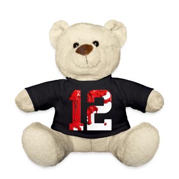 NON. 12 NUMÉRO 12 ROUGE BLANC 12E ANNIVERSAIRE - Nounours - noir - Devant
