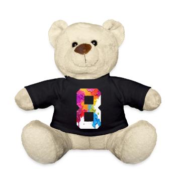 FARBIG NUMMER 8 BUNT 8. GEBURTSTAG - Teddy - Schwarz - Vorne