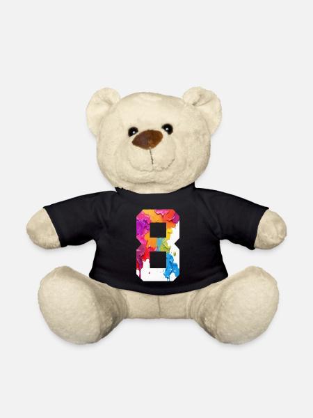 FARBIG NUMMER 8 BUNT 8. GEBURTSTAG - Teddy - Schwarz