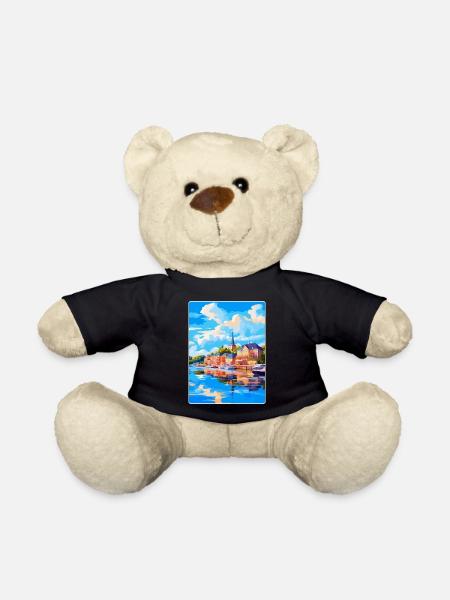 Souvenir de l’affiche de voyage vintage Naantali Finlande - Nounours - noir