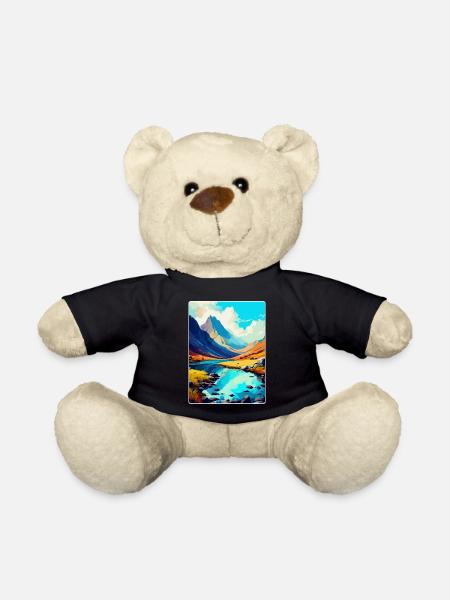 Snowdonia Wales Uk Vintage Travel Poster Souvenir - Teddy Bear - black