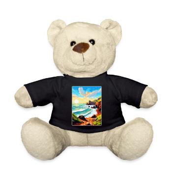 Hartland Quay Devon Vintage Travel Poster Souvenir - Teddy Bear - black - Front