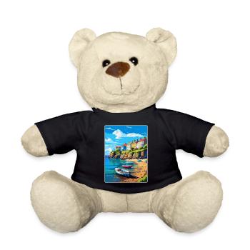 New Quay Wales Uk Vintage Travel Poster Souvenir - Teddy Bear - black - Front
