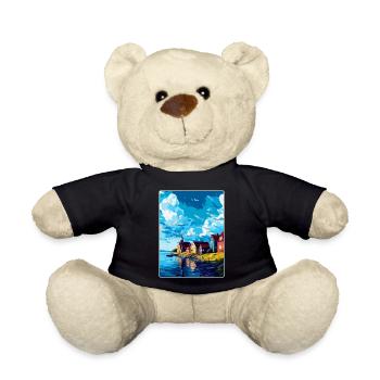 Trelleborg Sweden Vintage Travel Poster Souvenir - Teddy Bear - black - Front