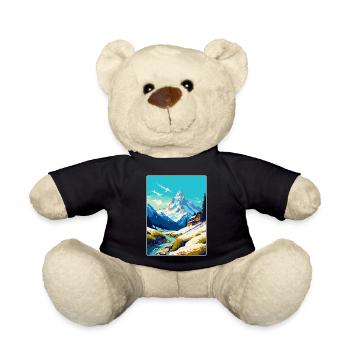 Chamonix France Vintage Travel Poster Souvenir WPA - Teddy Bear - black - Front