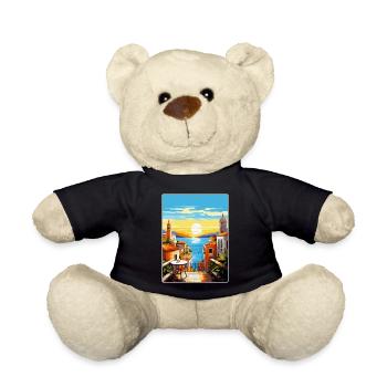 Malaga Espagne Affiche de voyage vintage WPA Souvenir - Nounours - noir - Devant
