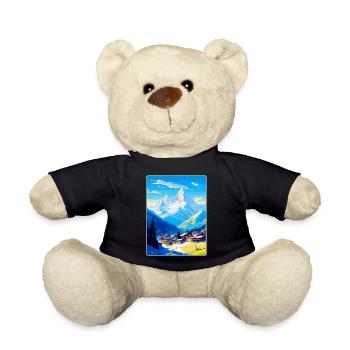 Chamonix France Vintage Travel Poster Souvenir WPA - Teddy Bear - black - Front
