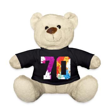FARBIG NUMMER 70 BUNT 70. GEBURTSTAG - Teddy - Schwarz - Vorne