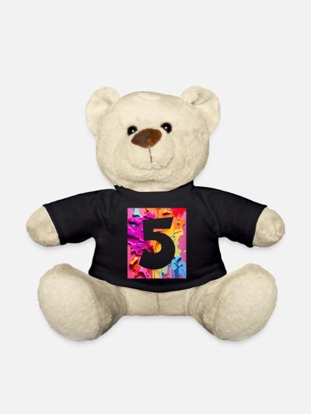 NR. 5 NUMMER 5 BUNT 5. GEBURTSTAG - Teddy - Schwarz
