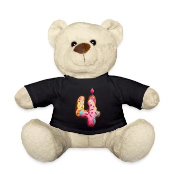 NUMMER 4 KUCHEN SWEET 4. GEBURTSTAG - Teddy - Schwarz - Vorne