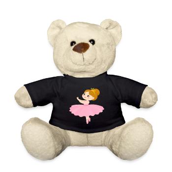 Kleine Comic Ballerina Rosa Tutu Tanzen T-Shirt - Teddy - Schwarz - Vorne