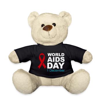 Rotes Band-Emblem zum Welt-AIDS-Tag - Teddy - Schwarz - Vorne