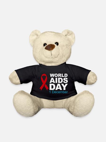 Rotes Band-Emblem zum Welt-AIDS-Tag - Teddy - Schwarz