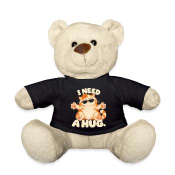 Katze mit Sonnenbrille – I Need a Hug - Teddy - Schwarz - Vorne