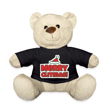 Merry Clitmas! Sticker mit Weihnachtsmütze - Teddy - Schwarz - Vorne