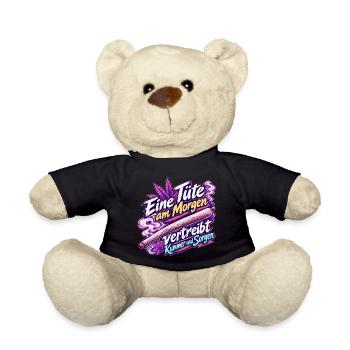 Eine Tüte am Morgen – Lustiger Kiffer Spruch Rosa - Teddy - Schwarz - Vorne