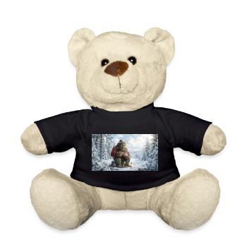 Winter Yeti am Feuer im Schneeland - Teddy - Schwarz - Vorne