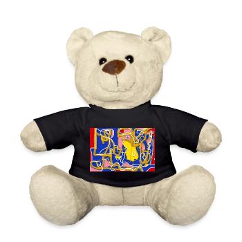 Abstrakte Linien und Farbblöcke - Teddy - Schwarz - Vorne