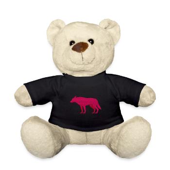 Loup rose brodé - Nounours - noir - Devant