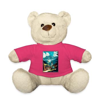 Garmisch Partenkirchen Deutschland Reiseplakat - Teddy - Pink - Vorne