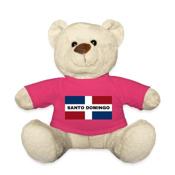 Ville de Saint-Domingue en République dominicaine Drapeau - Nounours - rose - Devant