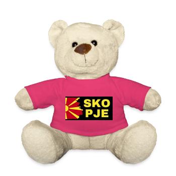 Skopje City with North Macedonia Flag Design - Teddy Bear - pink - Front